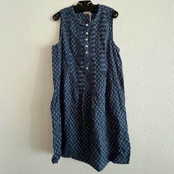 NWT Faherty Isha Dress in Blue Gobi Floral Print Linen Blend Small - Picture 4 of 8